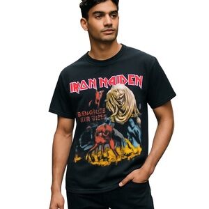 Spencer's Black Iron Maiden Short Sleeve Tee with Bold Graphic